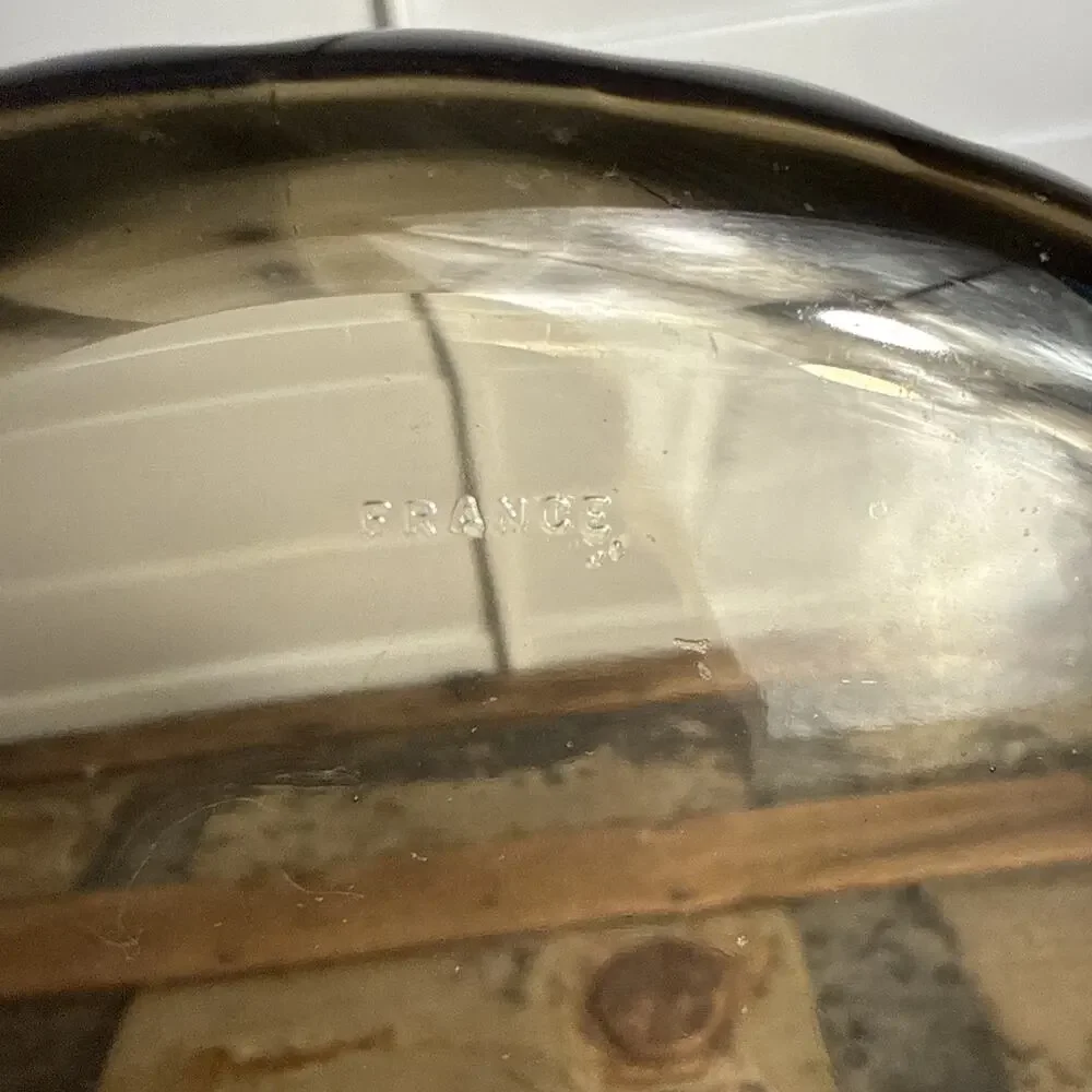 Vintage Arcopal France Smoked Glass Large Trifle Fruit Serving Bowl 8.5” -France